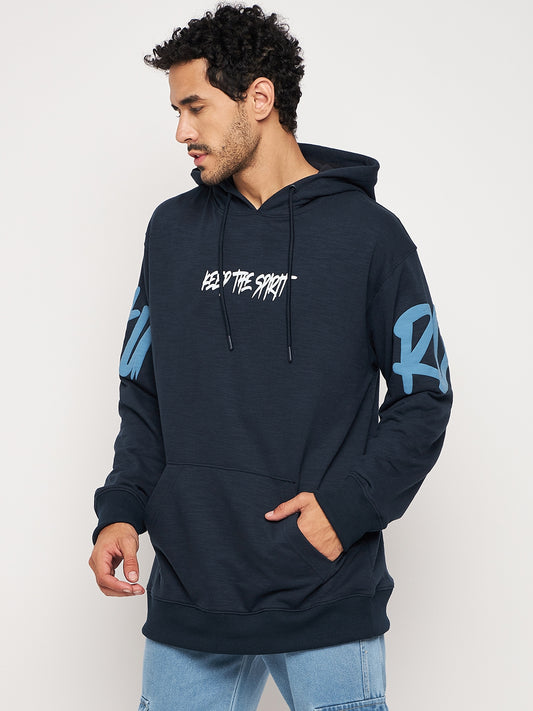 Navy Hustle Hard Relaxed Fit Hoody