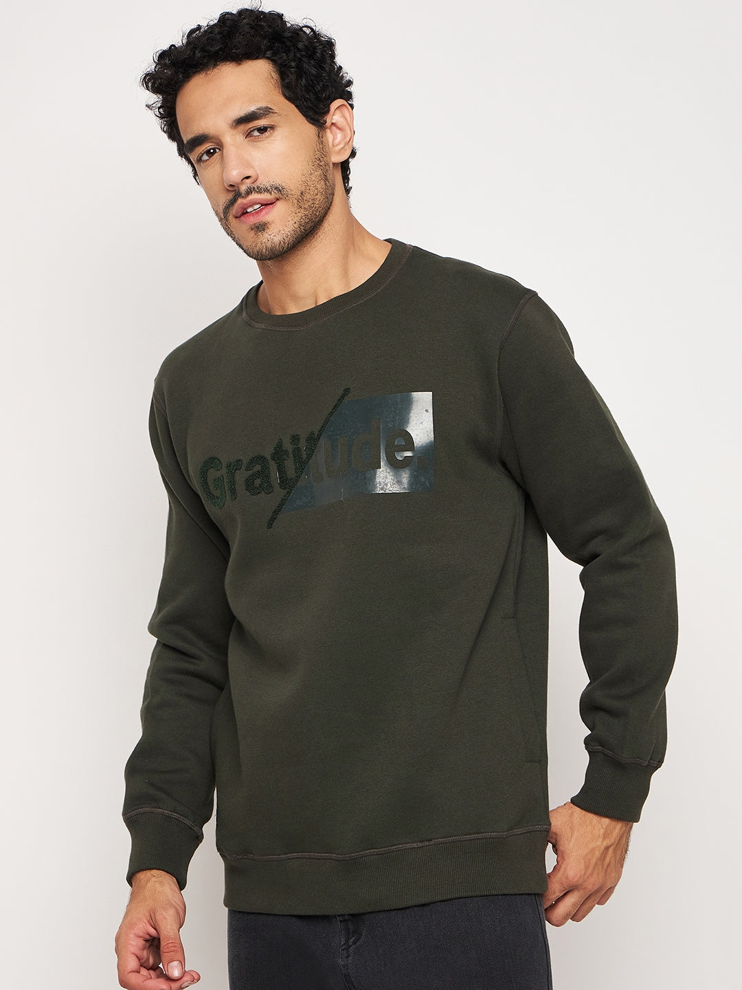 Gratitude Olive Sweat Shirt