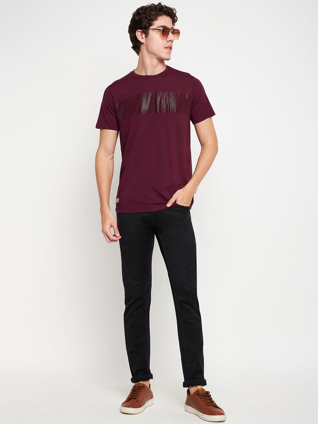 Round Neck Wave Print T-shirt