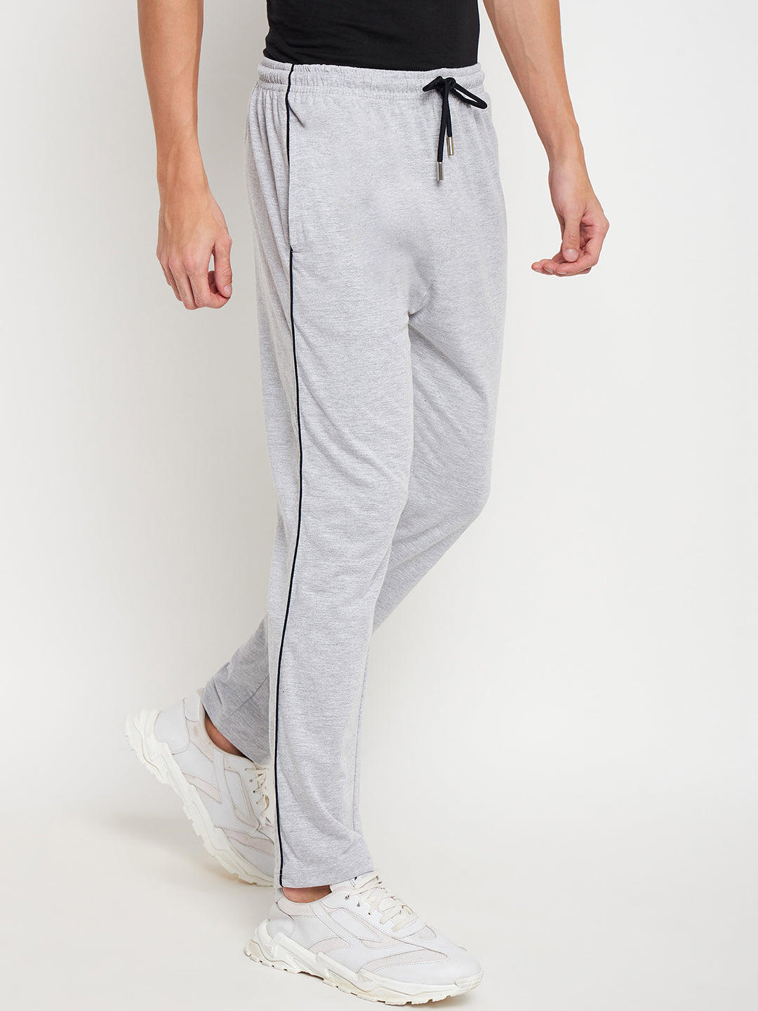 Grey Melange Relaxed Track Pants
