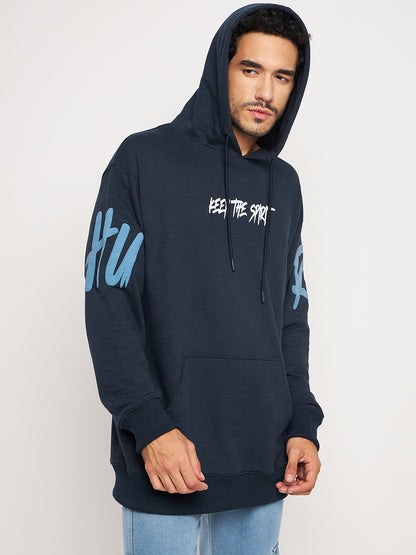 Navy Hustle Hard Relaxed Fit Hoody