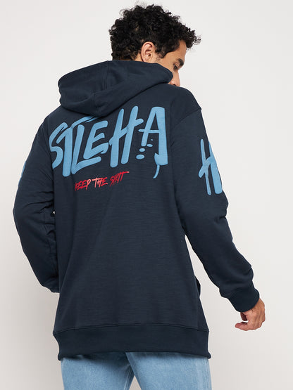 Navy Hustle Hard Relaxed Fit Hoody