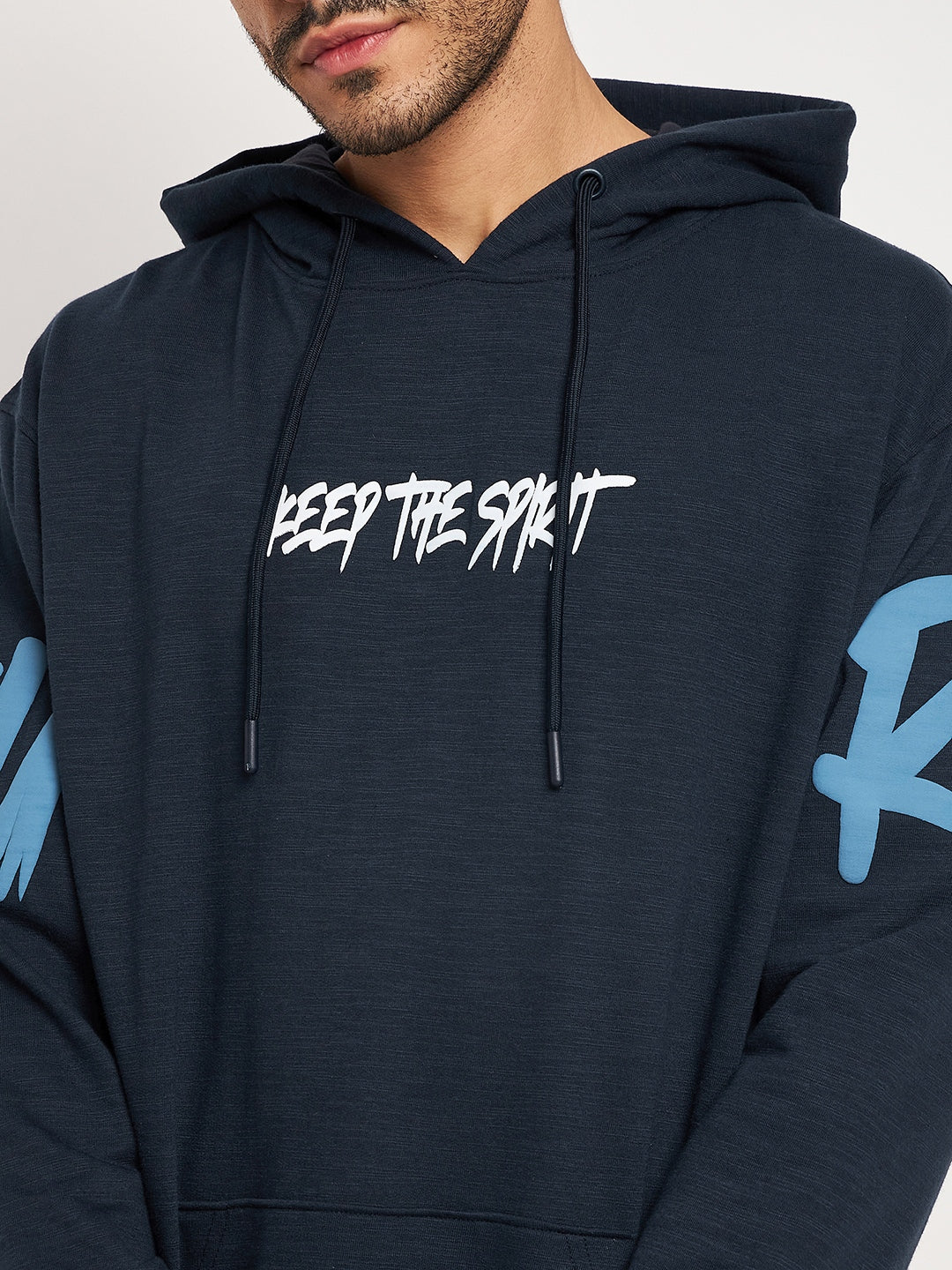 Navy Hustle Hard Relaxed Fit Hoody