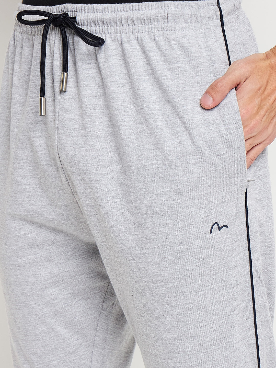 Grey Melange Relaxed Track Pants