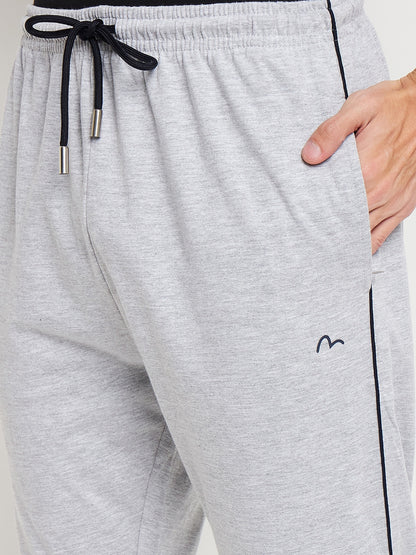 Grey Melange Relaxed Track Pants