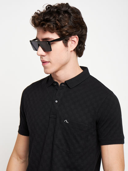 Statement Polo Black Jacquard Tee