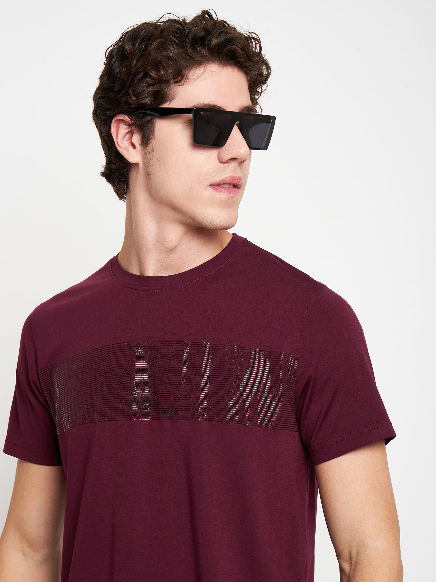 Round Neck Wave Print T-shirt